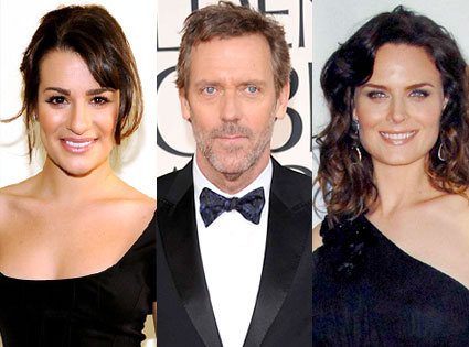 Lea Michele, Hugh Laurie, Emily Deschanel Lea Michele, Hugh Laurie, Emily Deschanel